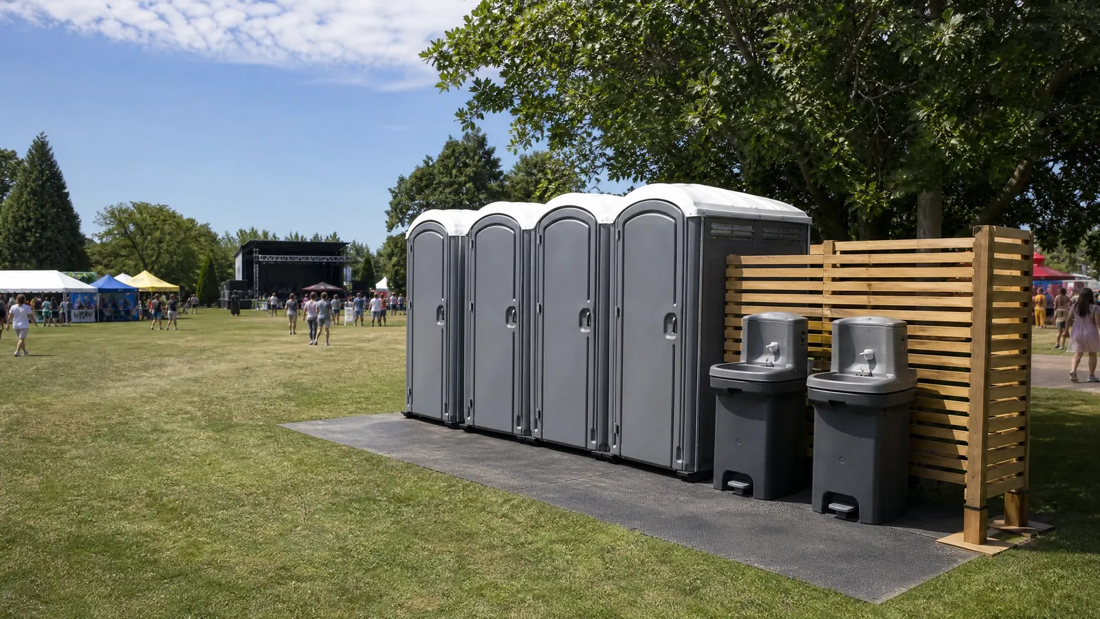 Portable restrooms built for the jobsite portable sanitation setup